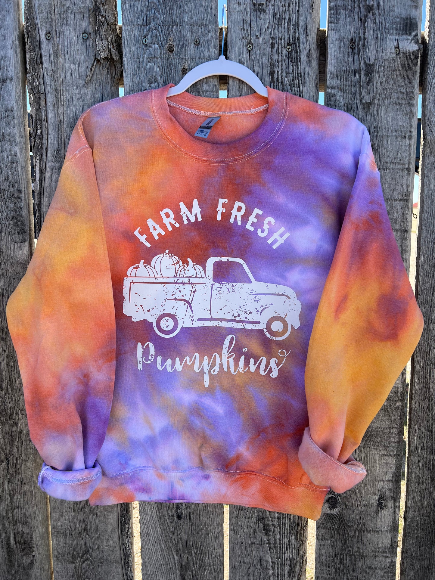 Farm Fresh Pumpkins Tie Dye Crew Neck Sweatshirt
