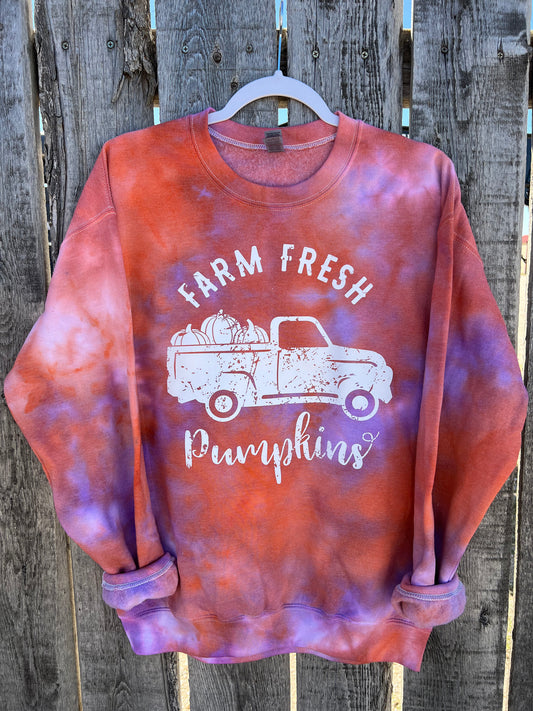 Farm Fresh Pumpkins Tie Dye Crew Neck Sweatshirt